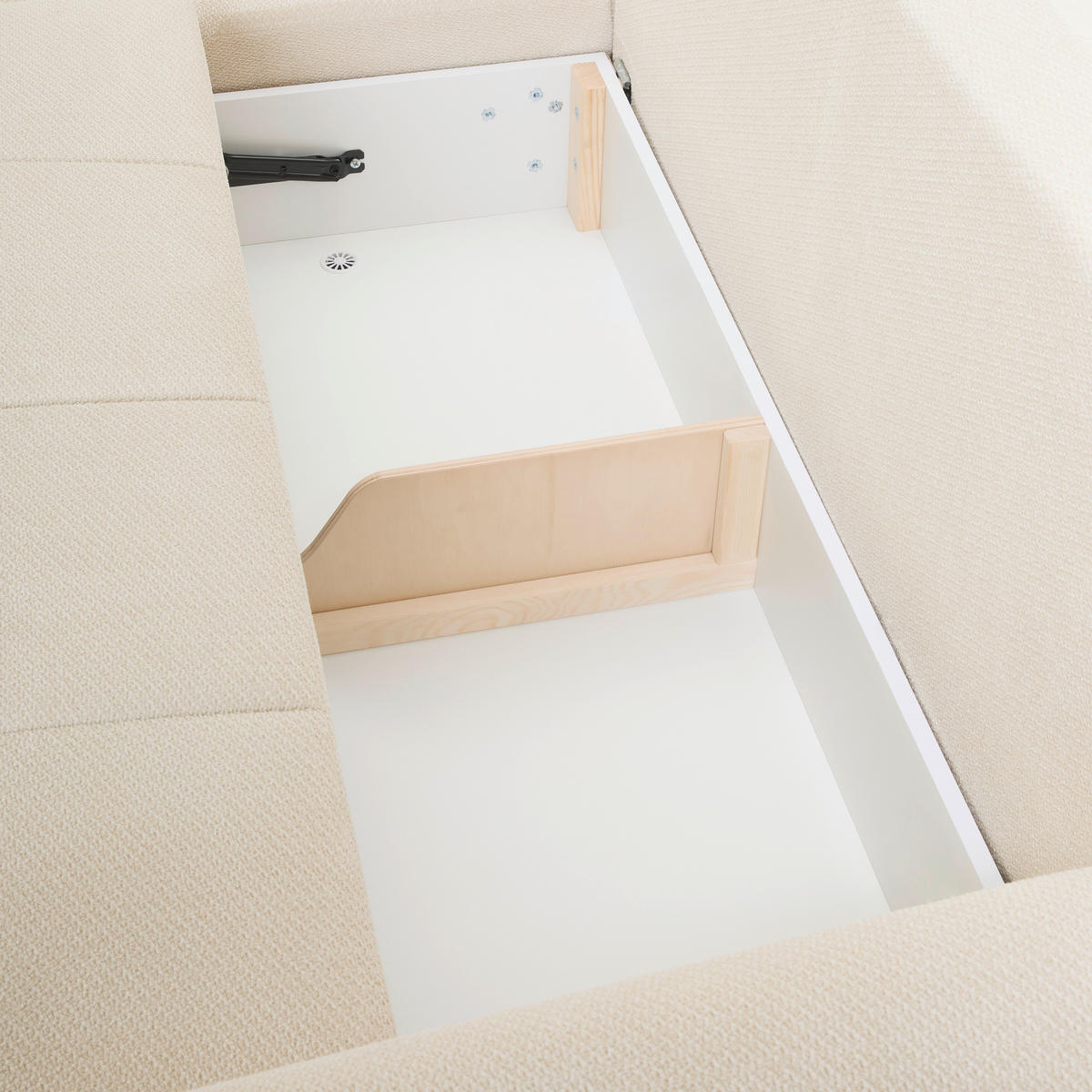 ECKSOFA Creme Webstoff  - Buchefarben/Creme, KONVENTIONELL, Holz/Textil (169/294cm) - Carryhome