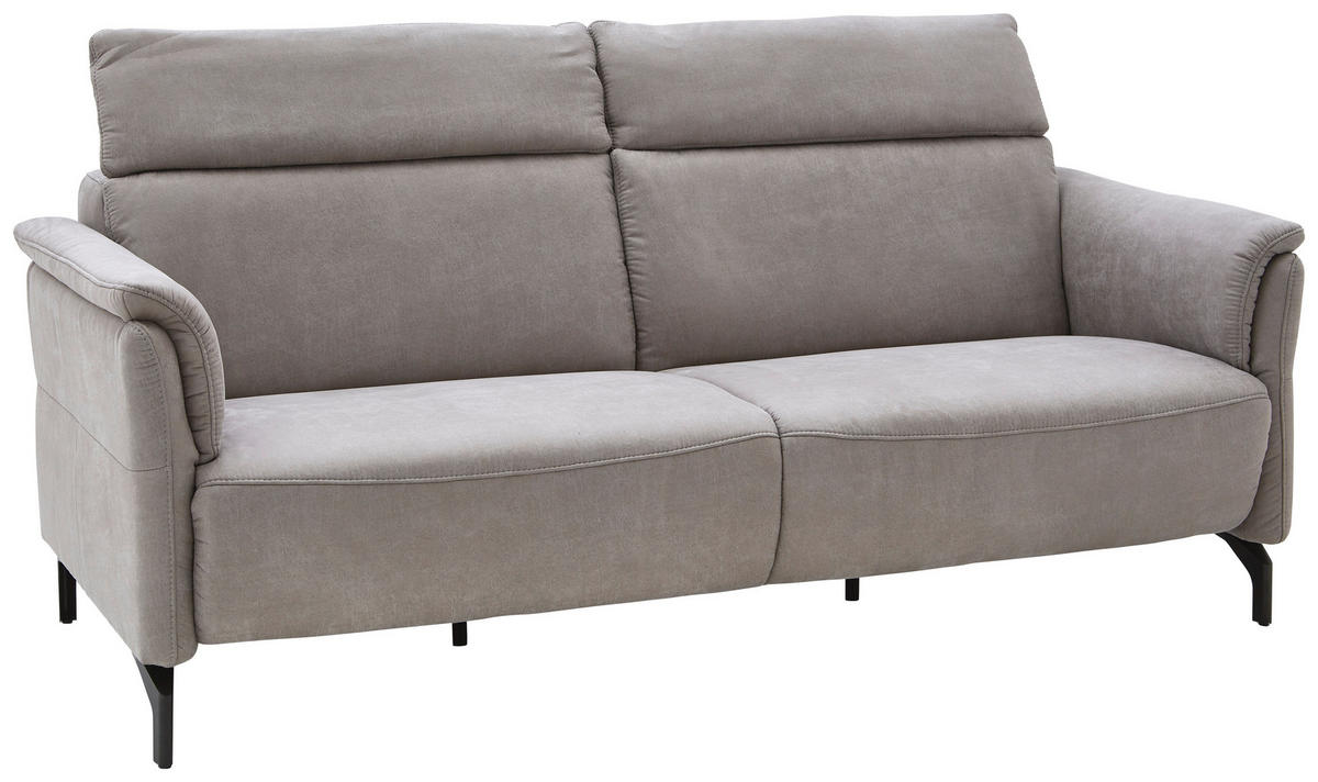 2-SITZER-SOFA in Lederlook Hellgrau  - Hellgrau/Schwarz, Konventionell, Textil/Metall (216/103/92cm) - Dieter Knoll
