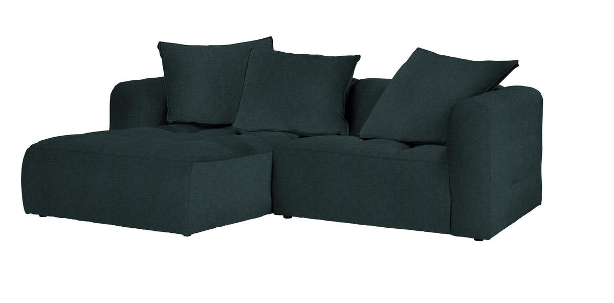 ECKSOFA MOSSO Petrol Flachgewebe  - Petrol/Schwarz, MODERN, Kunststoff/Textil (173/240cm) - Stylife