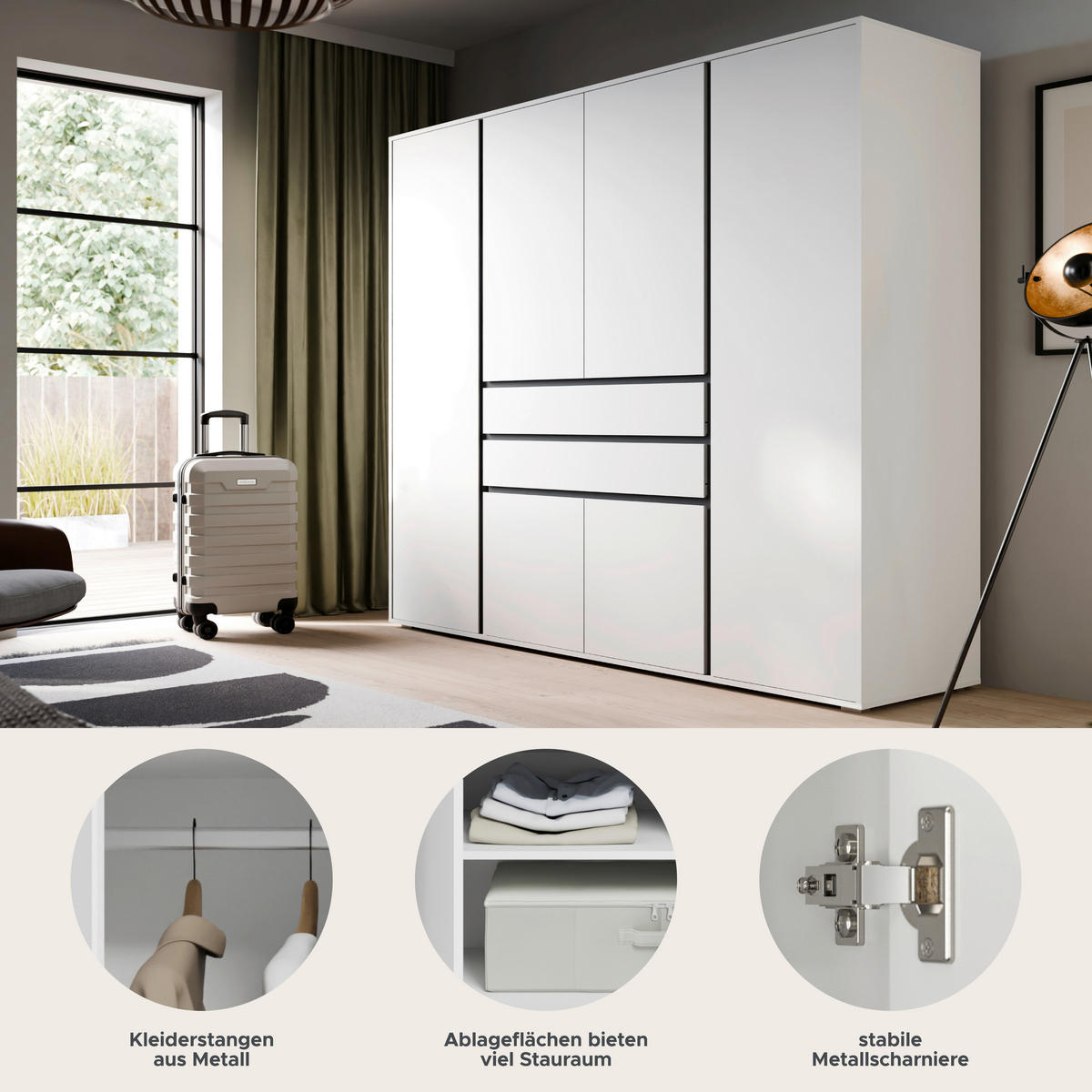 DREHTÜRENSCHRANK  in Weiß  - Weiß, MODERN, Holzwerkstoff (197/194/56cm) - MID.YOU