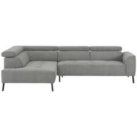 ECKSOFA in Feincord Hellgrau  - Hellgrau/Schwarz, Design, Textil/Metall (205/280cm) - MID.YOU
