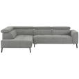 ECKSOFA Hellgrau Feincord  - Hellgrau/Schwarz, Design, Textil/Metall (205/280cm) - Xora