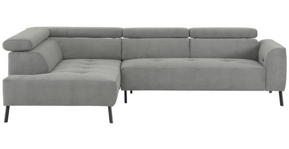 ECKSOFA Hellgrau Feincord - Hellgrau/Schwarz, Design, Textil/Metall (205/280cm) - Xora