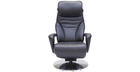 RELAXSESSEL in Leder Schwarz  - Edelstahlfarben/Schwarz, Design, Leder/Metall (75/117/88cm) - Dieter Knoll