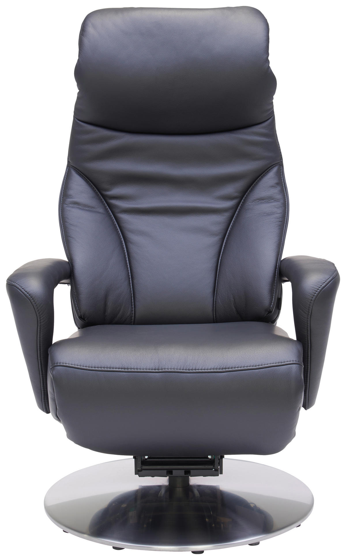 RELAXSESSEL Echtleder Nackenstütze, Relaxfunktion, Kopfteilverstellung, Fußteilverstellung    - Edelstahlfarben/Schwarz, Design, Leder/Metall (75/117/88cm) - Dieter Knoll