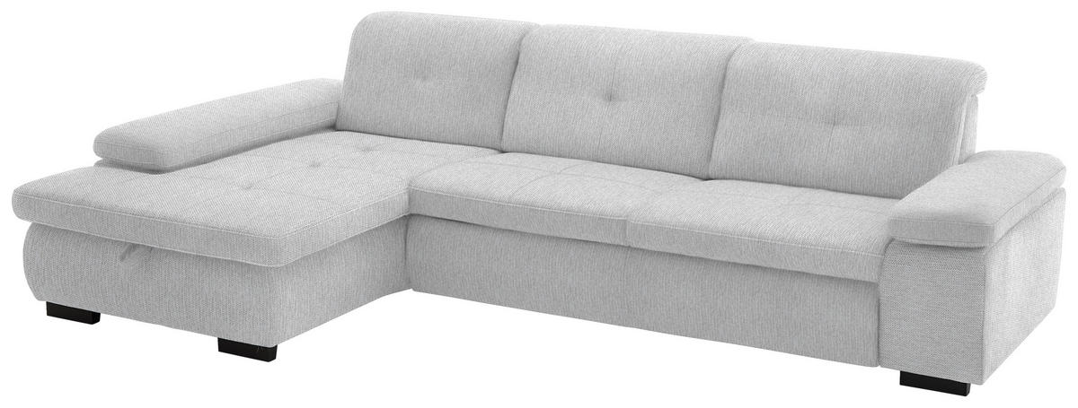 ECKSOFA in Flachgewebe Ecru  - Ecru/Schwarz, Design, Textil/Metall (174/297cm) - Beldomo Style