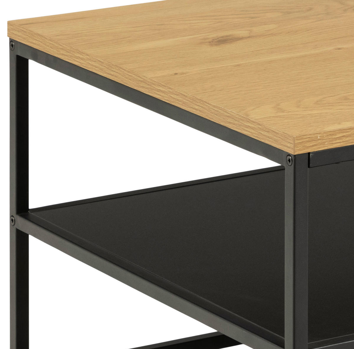 COUCHTISCH in Holzwerkstoff 55/55/42 cm  - Eichefarben/Schwarz, Trend, Holzwerkstoff/Metall (55/55/42cm) - MID.YOU