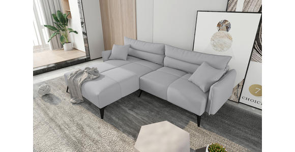ECKSOFA  in Cord Hellgrau  180/253 cm  - Hellgrau/Schwarz, KONVENTIONELL, Textil/Metall (180/253cm) - Carryhome