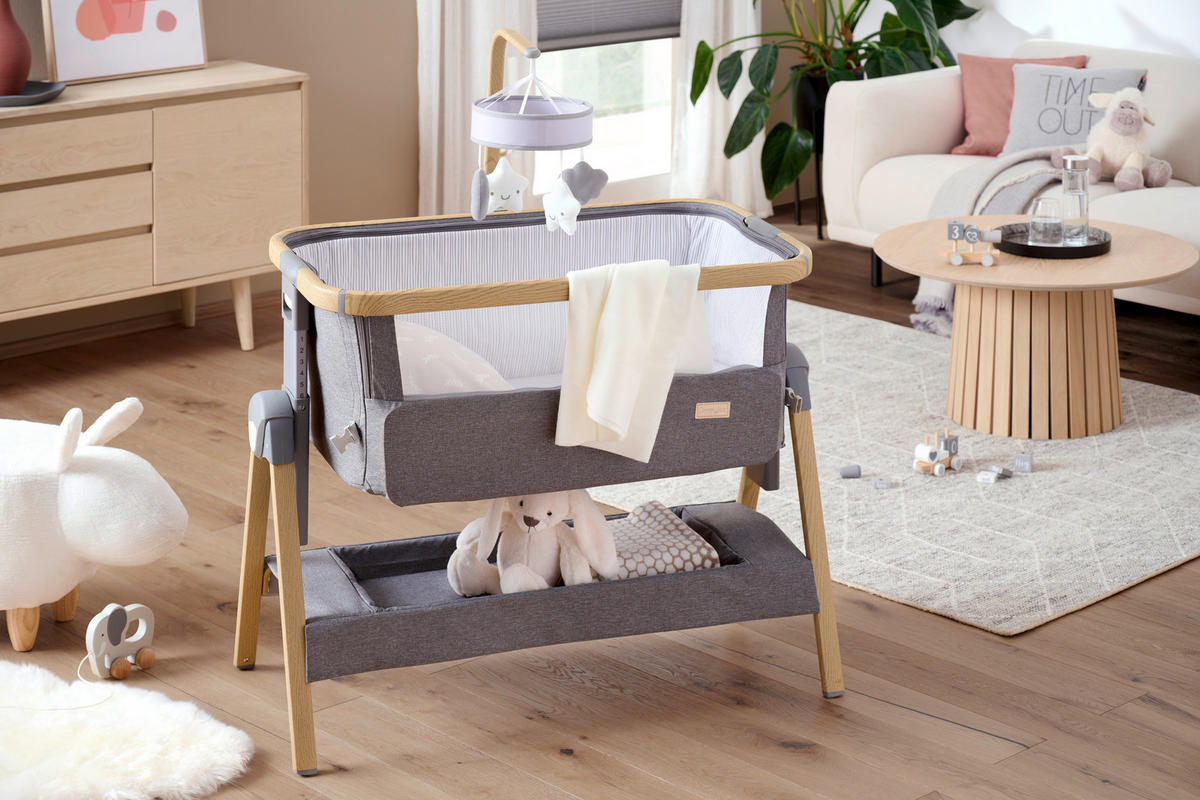 BEISTELLBETT Elegance  102/54/69-81 cm  - Dunkelgrau/Naturfarben, Trend, Kunststoff/Textil (102/54/69-81cm) - Jimmylee