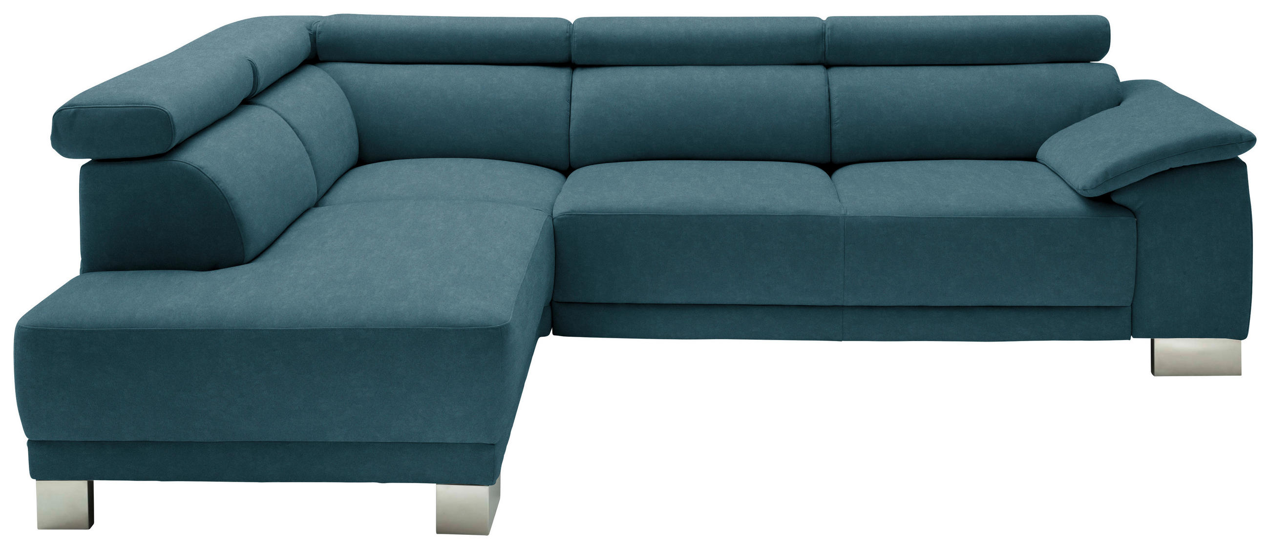 ECKSOFA in Mikrofaser Petrol  - Chromfarben/Petrol, Design, Holz/Textil (205/270cm) - Pure Home Lifestyle