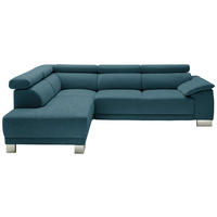 ECKSOFA in Mikrofaser Petrol  - Chromfarben/Petrol, Design, Holz/Textil (205/270cm) - Pure Home Lifestyle