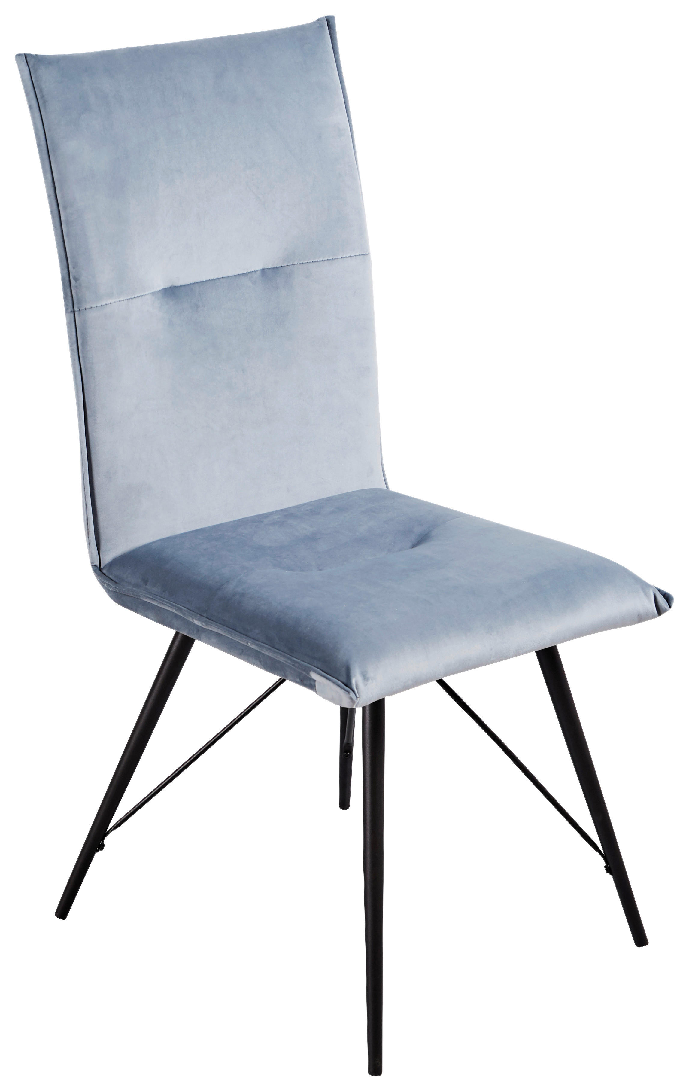 STUHL Samt Blau  - Blau/Schwarz, Design, Textil/Metall (49/99/63cm) - Carryhome