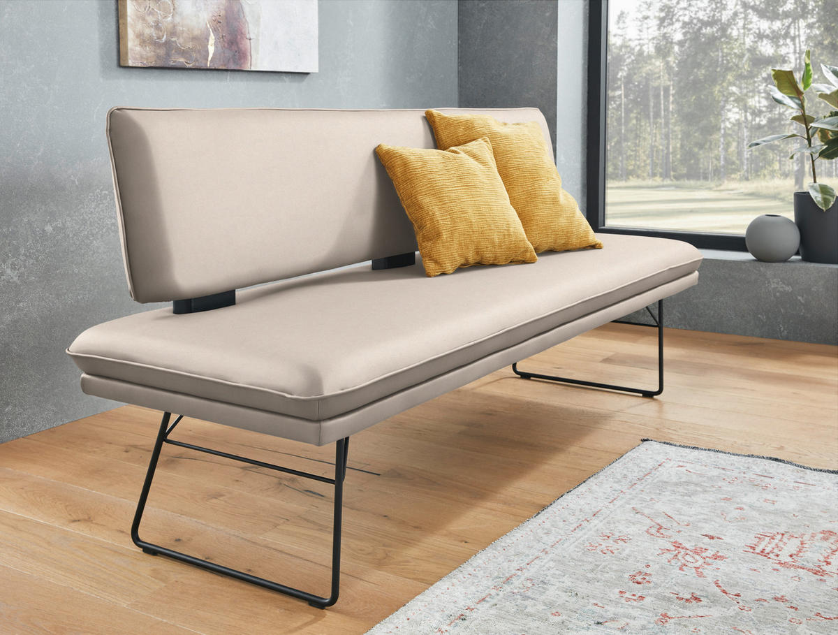 SITZBANK in Metall, Textil Creme, Schwarz  - Creme/Schwarz, Design, Textil/Metall (195/91/65cm) - Dieter Knoll