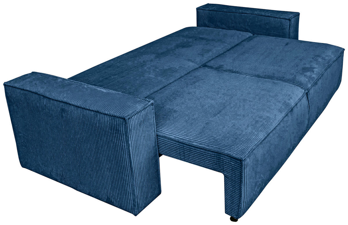 SCHLAFSOFA  mit Liegefunktion, Schlafen auf Sitzhöhe, Rücken echt Cord Blau  - Blau/Schwarz, KONVENTIONELL, Kunststoff/Textil (240/89/100cm) - Carryhome