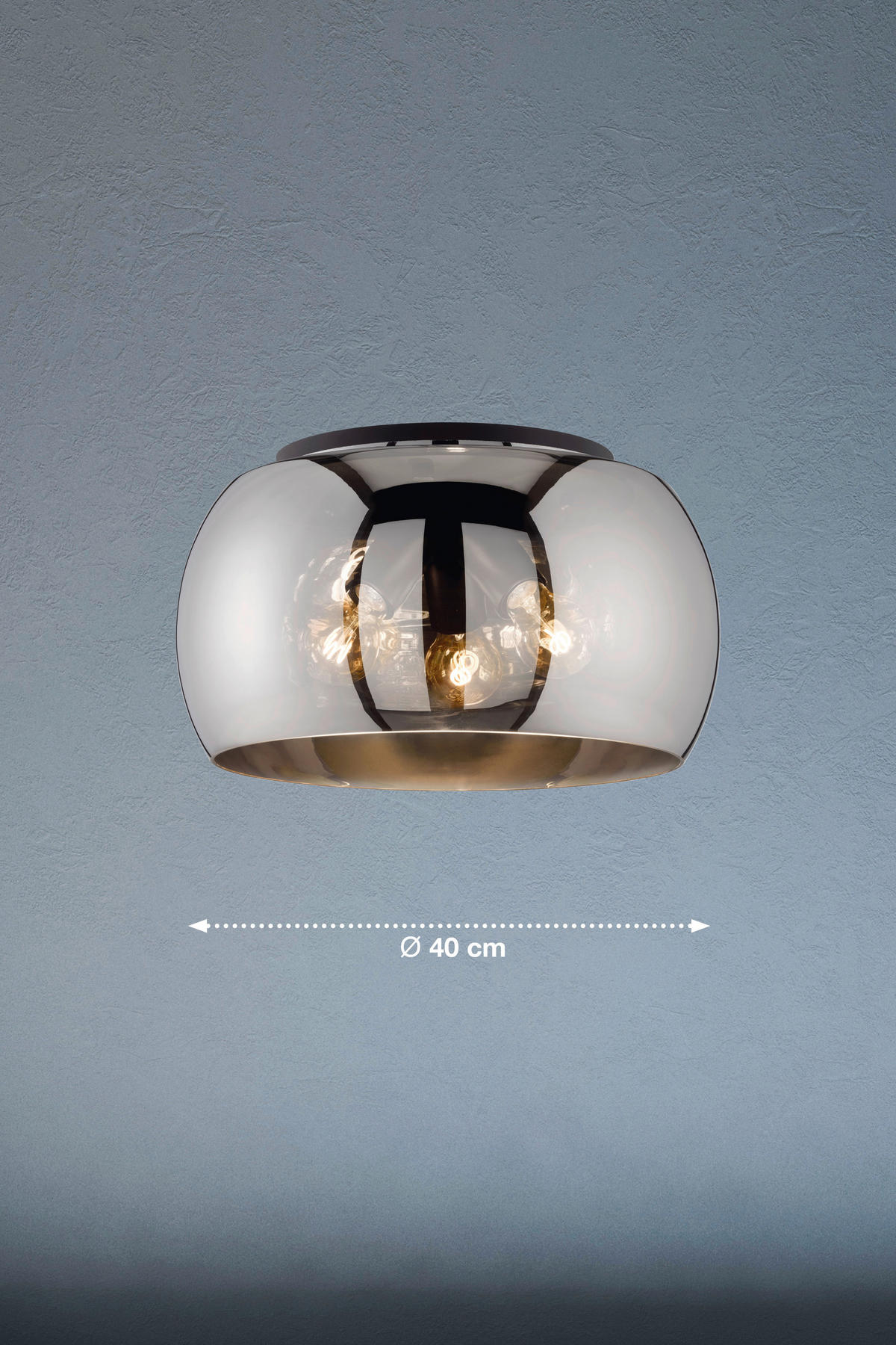 TAKLAMPA Dima 40/22 cm  - svart, Design, metall/glas (40/22cm) - Fischer & Honsel