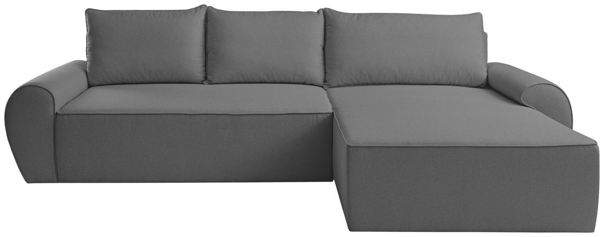 ECKSOFA Grau Flachgewebe  - Schwarz/Grau, KONVENTIONELL, Kunststoff/Textil (292/173cm) - Carryhome
