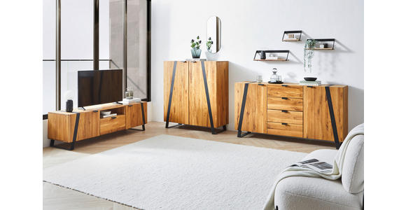 SIDEBOARD 172,8/90,6/43 cm  - Eichefarben/Schwarz, Trend, Holz/Metall (172,8/90,6/43cm) - Landscape