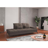 RÉCAMIERE in Flachgewebe Schlammfarben  - Schlammfarben/Schwarz, Konventionell, Textil/Metall (231/90/122cm) - Sit & More