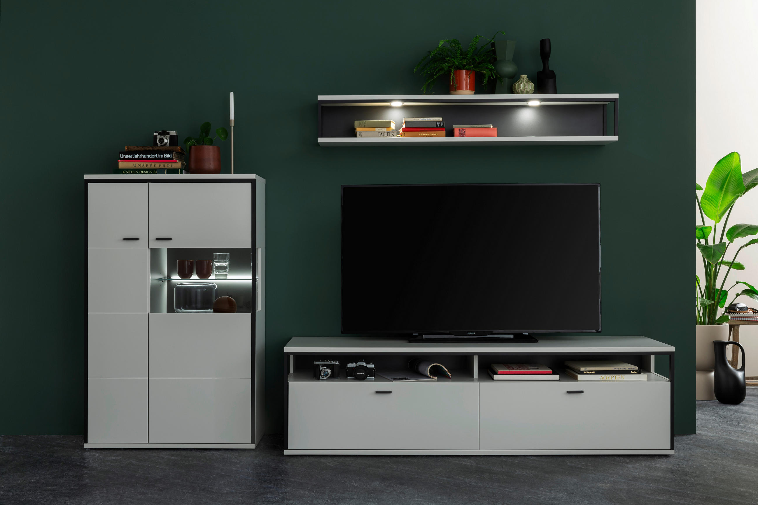 HIGHBOARD  in 84/136/38 cm  - Schwarz/Weiß, Design, Glas/Holzwerkstoff (84/136/38cm) - Stylife