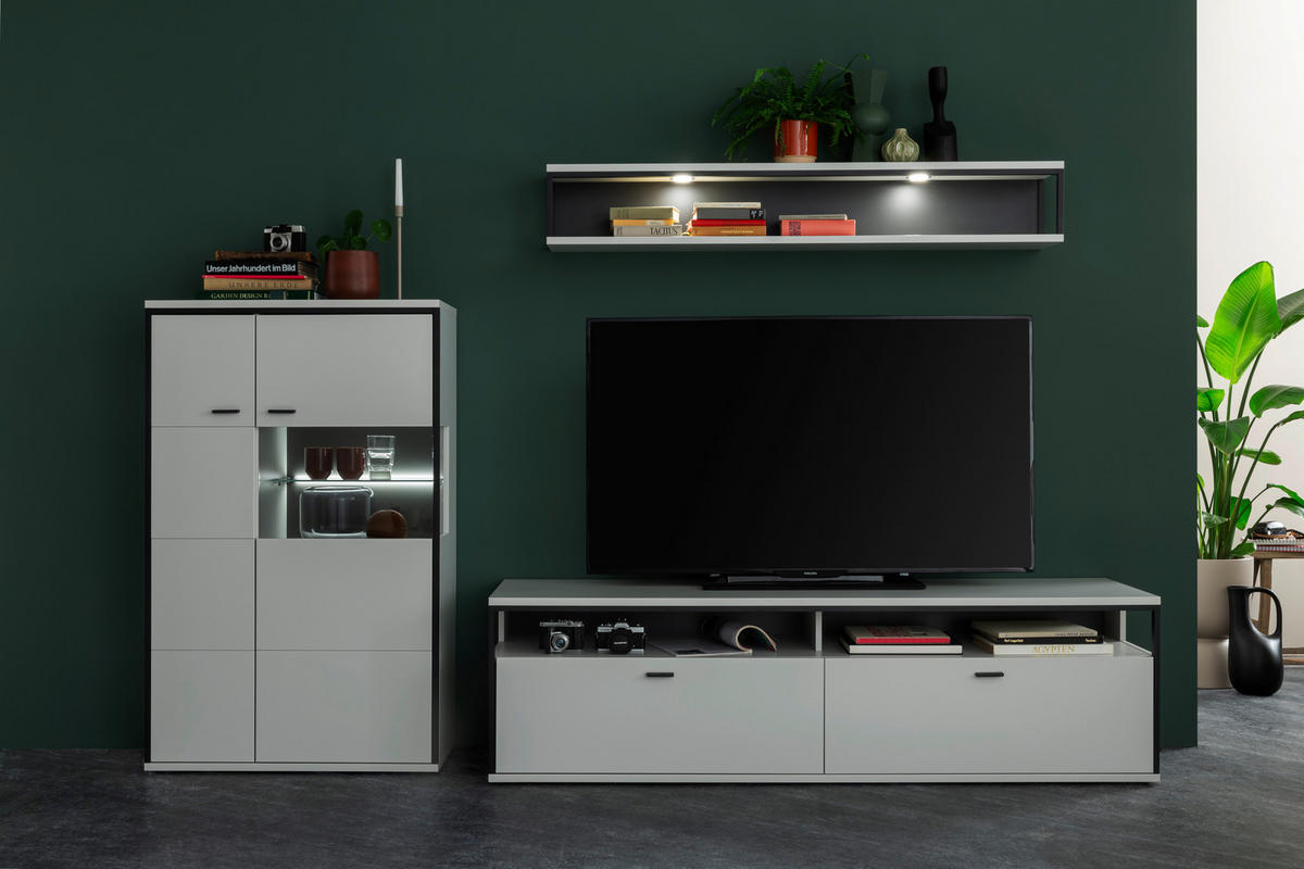 HIGHBOARD Schwarz, Weiß  84/136/38 cm  - Schwarz/Weiß, Design, Glas/Holzwerkstoff (84/136/38cm) - Stylife