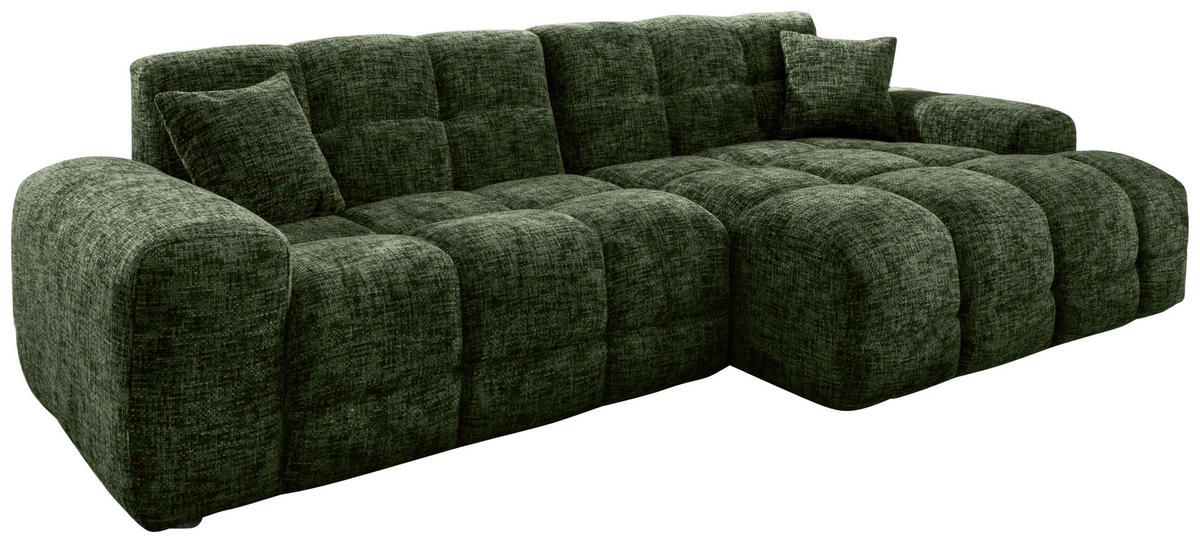 ECKSOFA in Struktur Dunkelgrün  - Dunkelgrün/Schwarz, Modern, Kunststoff/Textil (301/152cm) - Livetastic