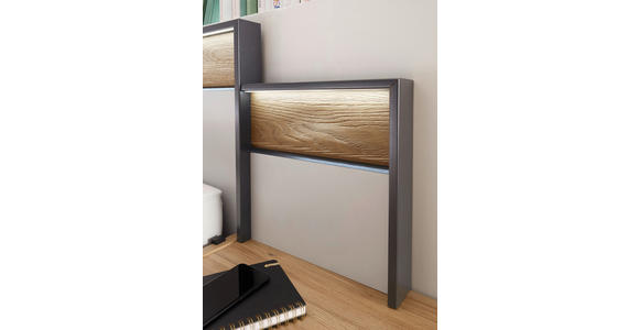 BETTANLAGE 180/200 cm  in Graphitfarben, Eichefarben, Hellgrau  - Eichefarben/Hellgrau, Design, Holz/Holzwerkstoff (180/200cm) - Xora