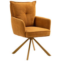 ARMLEHNSTUHL  Sitzfläche 180° drehbar, automatische Rückholfunktion Feincord  - Orange, Design, Textil/Metall (61/95/67cm) - Novel