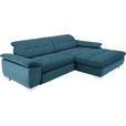 ECKSOFA in Mikrofaser Blau  - Chromfarben/Blau, Design, Textil/Metall (265/180cm) - Carryhome