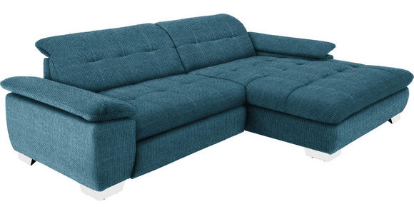 ECKSOFA in Mikrofaser Blau  - Chromfarben/Blau, Design, Textil/Metall (265/180cm) - Carryhome