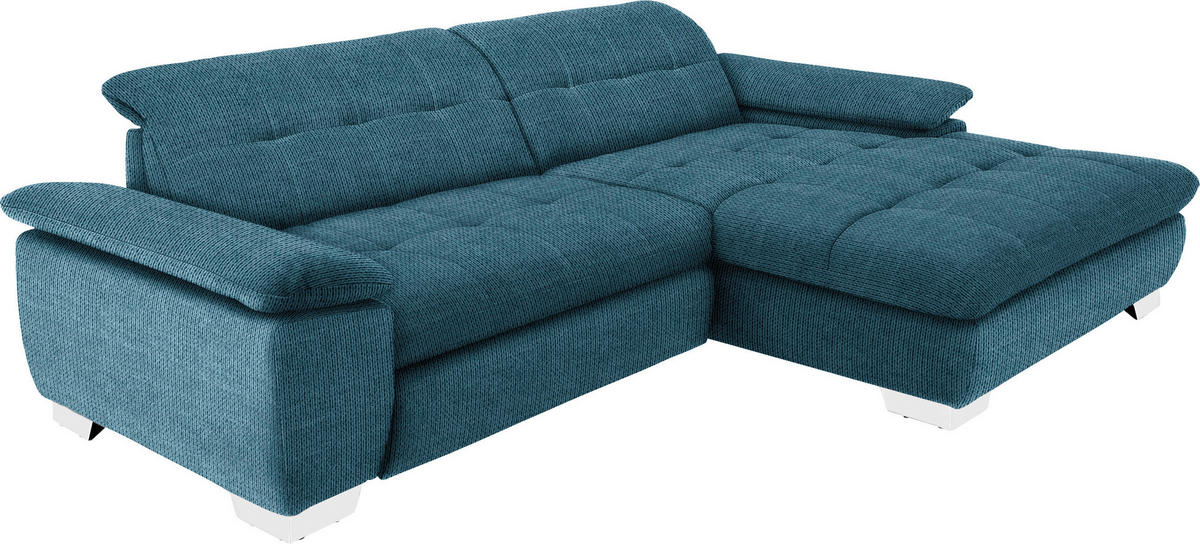 ECKSOFA in Mikrofaser Blau  - Chromfarben/Blau, Design, Textil/Metall (265/180cm) - Carryhome