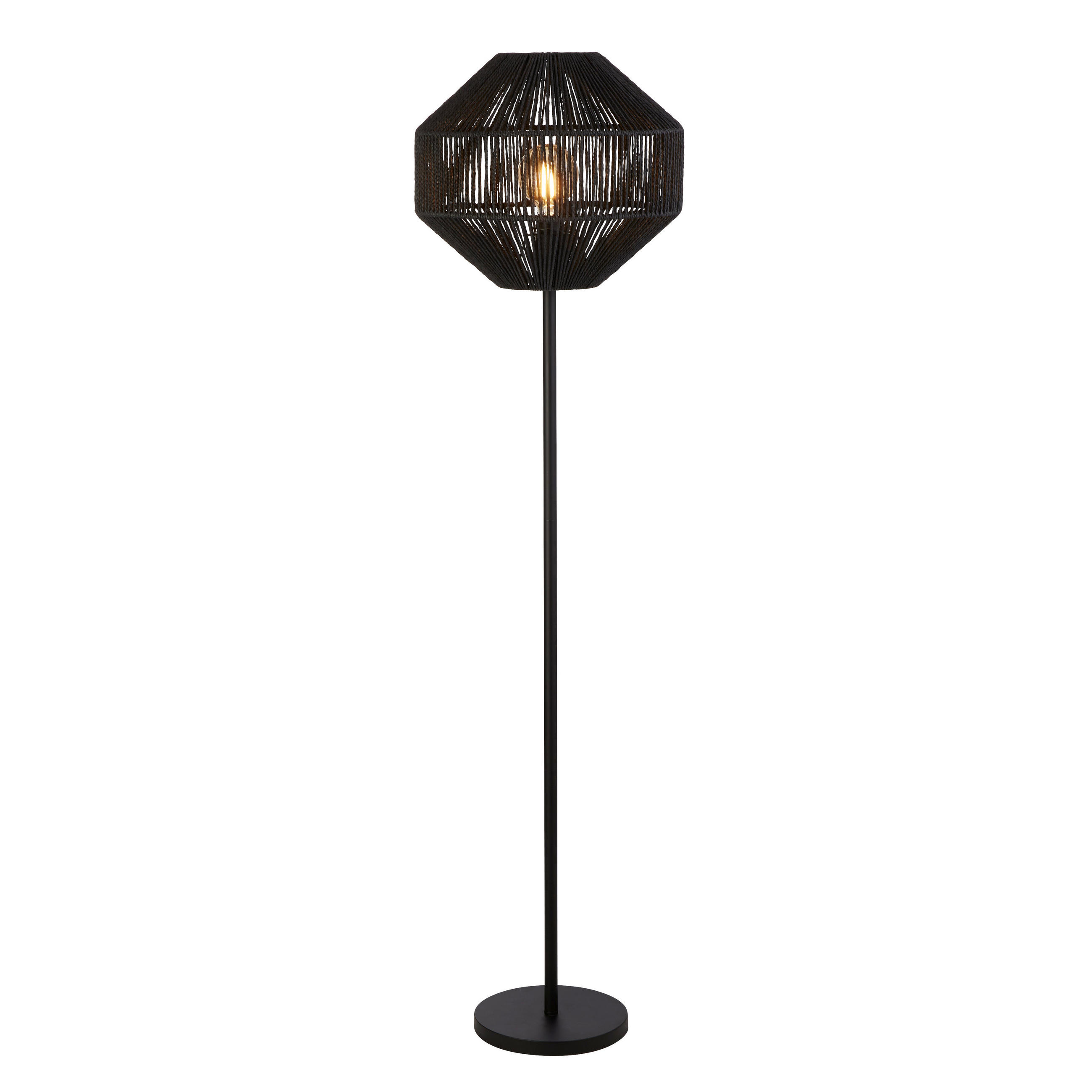 Searchlight Stehleuchte Wicker Schwarz 155 cm