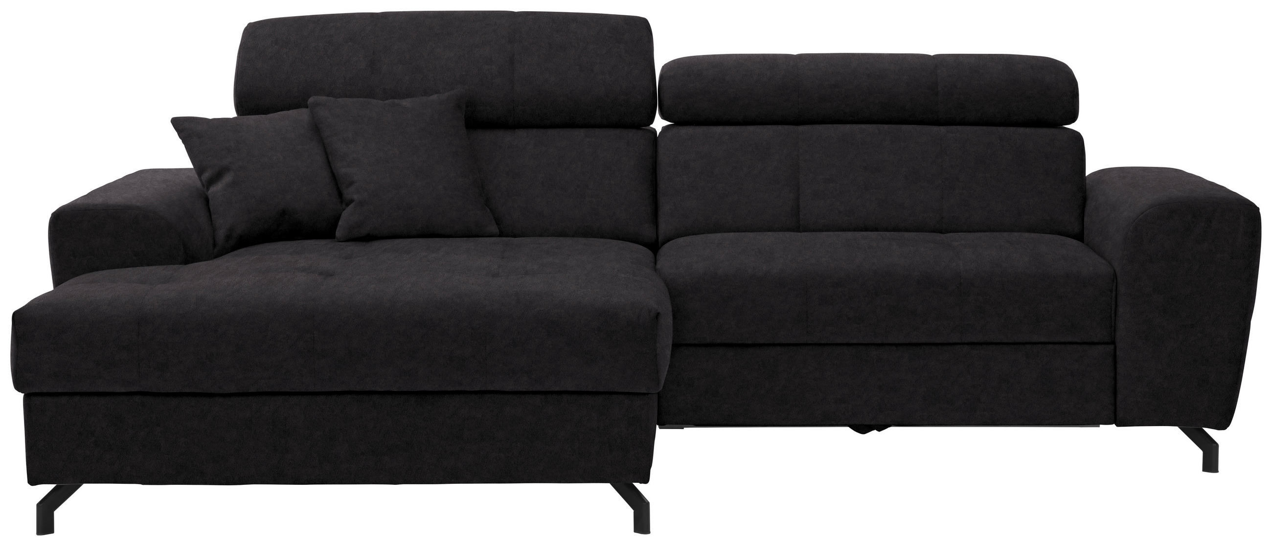ECKSOFA  in Velours Graphitfarben  181/267 cm  - Schwarz/Graphitfarben, Design, Textil/Metall (181/267cm) - Carryhome