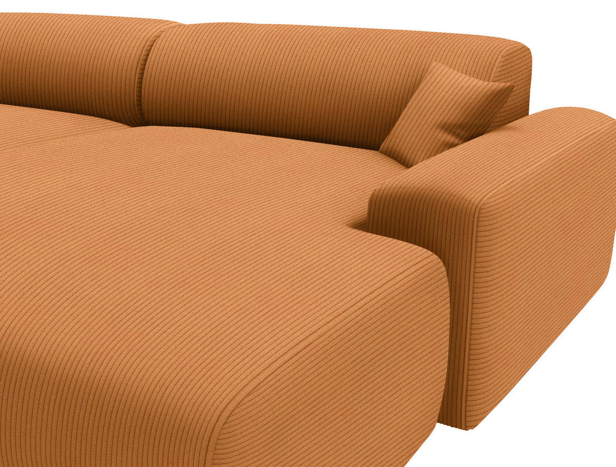 ECKSOFA in Velours, Feincord Rostfarben  - Rostfarben/Schwarz, Design, Kunststoff/Textil (292/178cm) - Livetastic