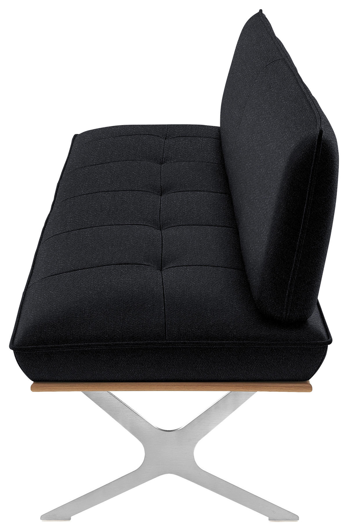SITZBANK in Holz, Textil Nussbaumfarben, Nickelfarben, Dunkelblau  - Edelstahlfarben/Nussbaumfarben, Design, Holz/Textil (214/88/66cm) - Koinor