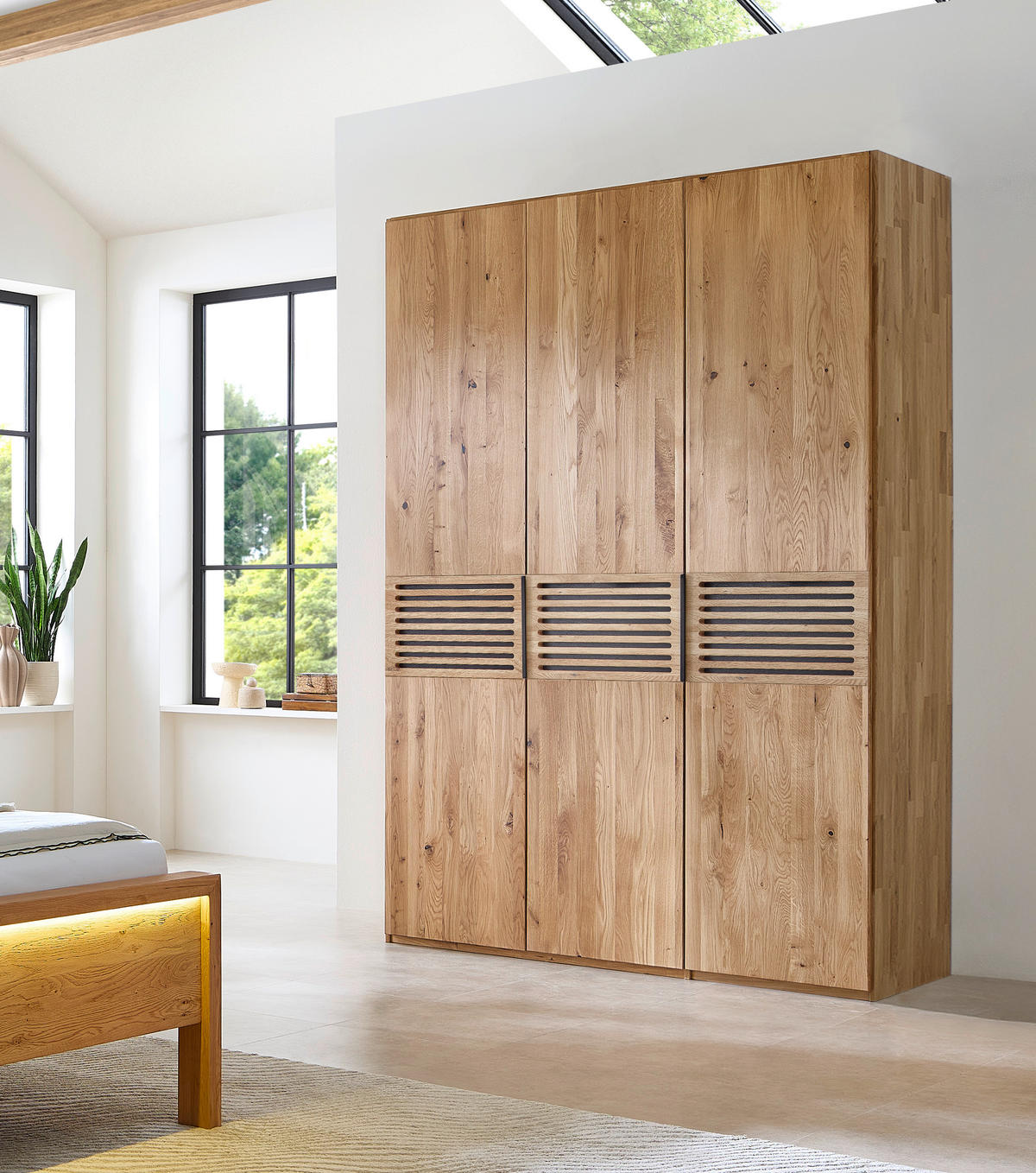 DREHTÜRENSCHRANK 152/223/62 cm,  in Eichefarben, 3 Tür(en)-türig  - Eichefarben/Schwarz, MODERN, Holz/Metall (152/223/62cm) - Livetastic
