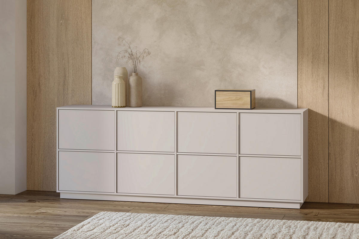 SIDEBOARD Japandi 220,5/82,5/41,5 cm  - Kaschmir, Design, Holzwerkstoff (220,5/82,5/41,5cm) - MID.YOU