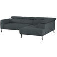 ECKSOFA in Chenille Grau  280/205 cm  - Schwarz/Grau, Design, Textil/Metall (280/205cm) - Xora