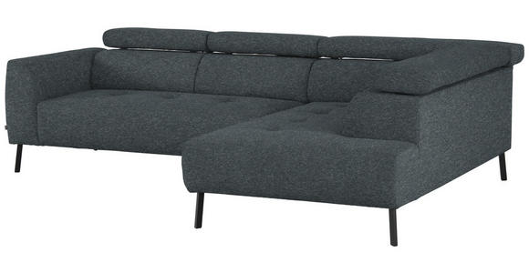 ECKSOFA in Chenille Grau 280/205 cm - Schwarz/Grau, Design, Textil/Metall (280/205cm) - Xora