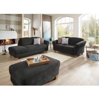 HOCKER in Textil Schwarz  - Schwarz/Naturfarben, Konventionell, Holz/Textil (101/45/66cm) - Sit & More