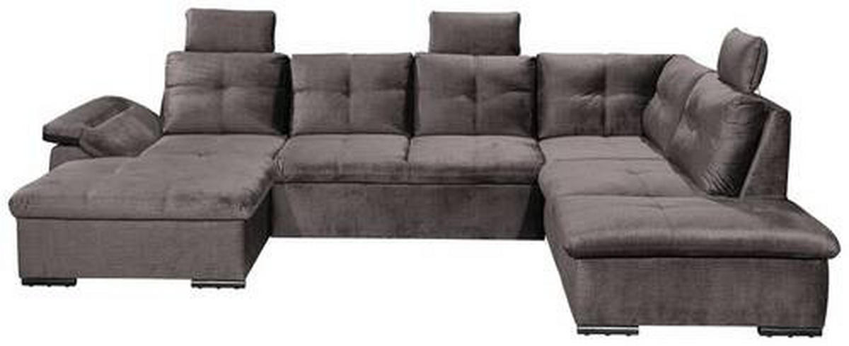 WOHNLANDSCHAFT Graubraun Mikrovelours  - Graubraun/Schwarz, KONVENTIONELL, Kunststoff/Textil (127/334/217cm) - Carryhome