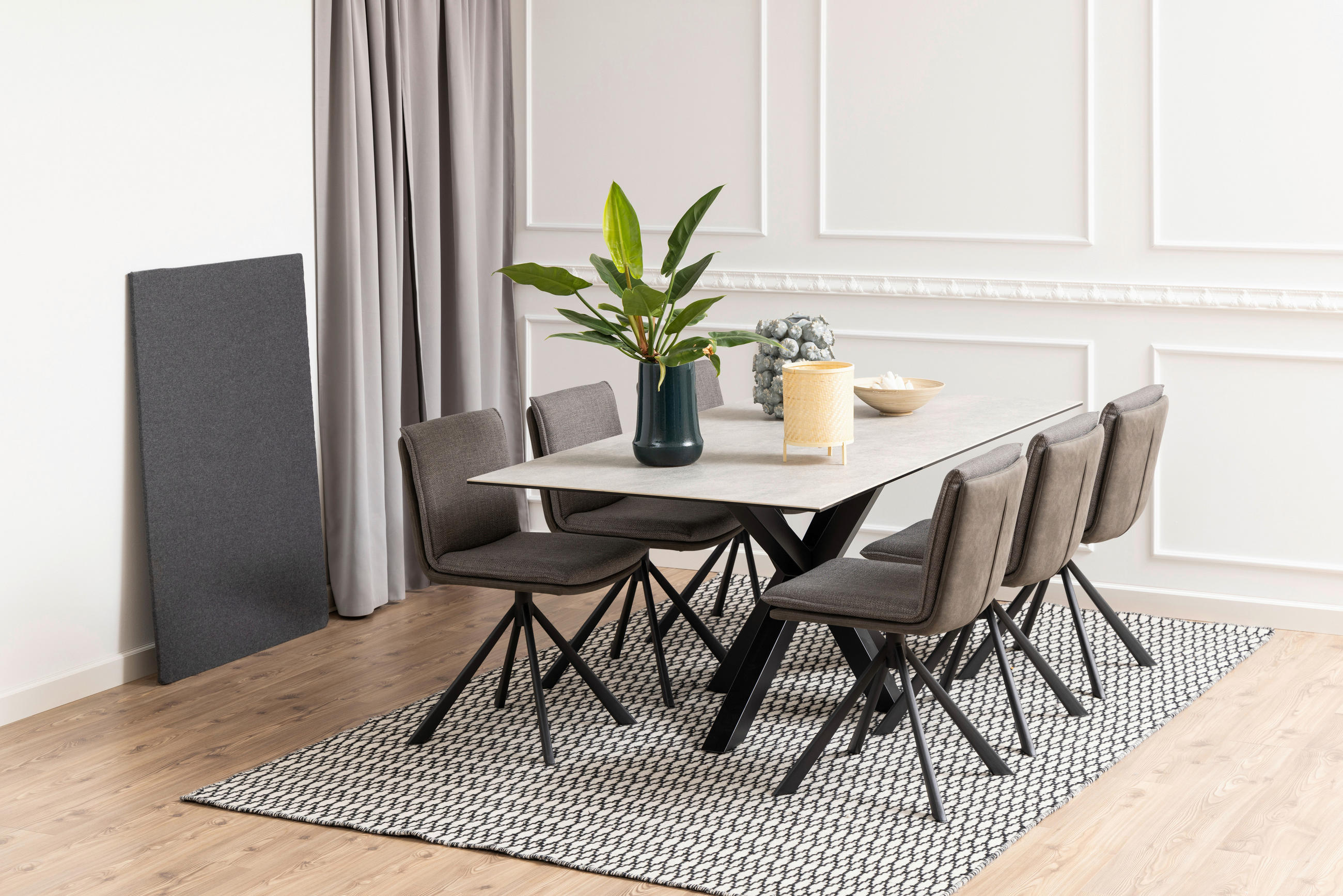 ESSTISCH in Keramik - Schwarz/Grau, Design, Keramik/Metall (200/100/75,5cm) - MID.YOU
