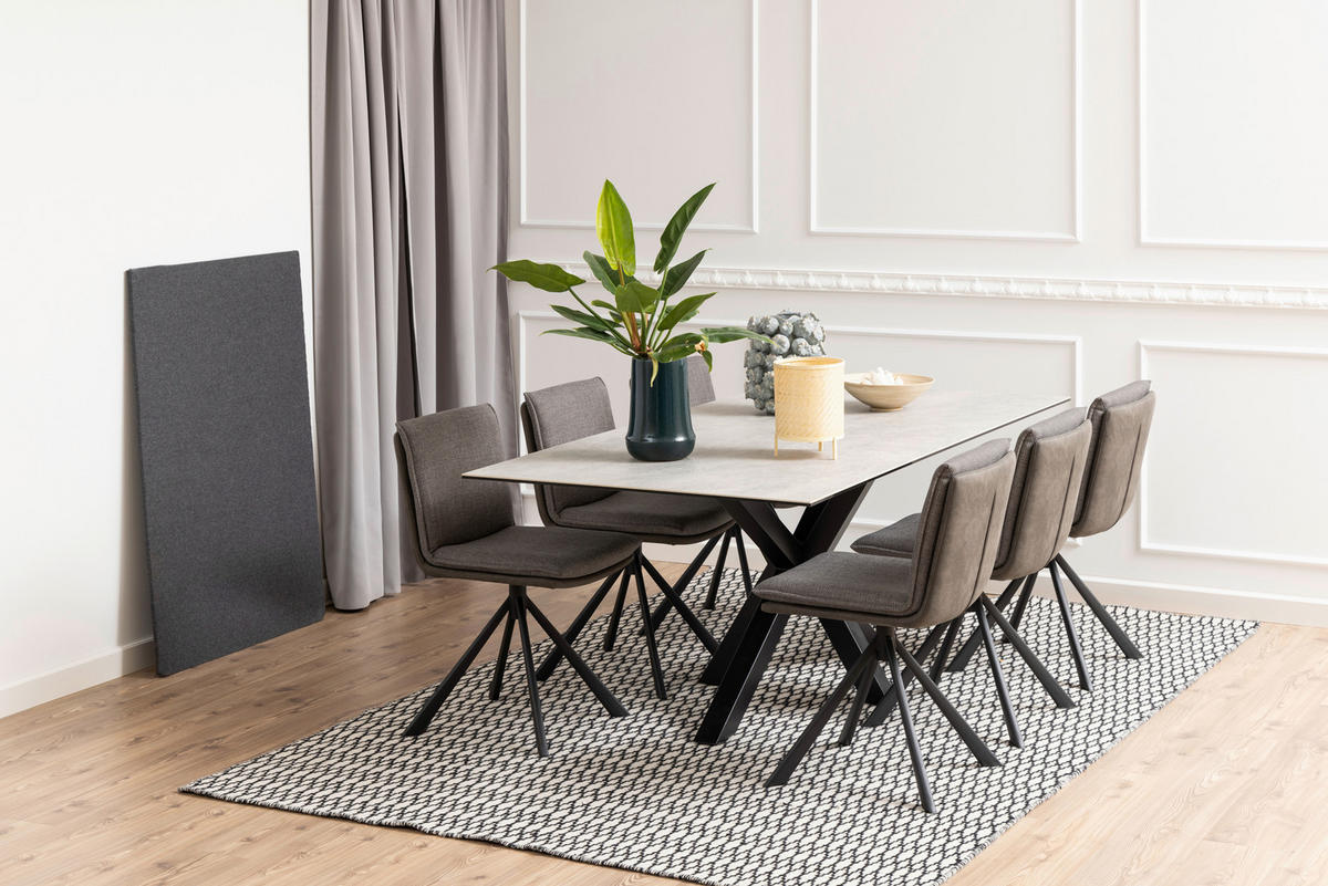 ESSTISCH in Keramik 200/100/75,5 cm  - Schwarz/Grau, Design, Keramik/Metall (200/100/75,5cm) - MID.YOU
