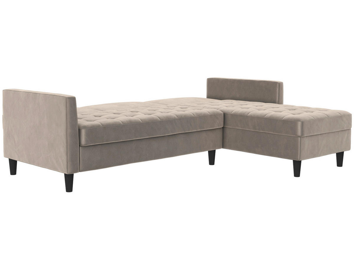 ECKSOFA PALERMO in Velours Taupe  - Taupe/Schwarz, Basics, Kunststoff/Textil (213/154cm) - Livetastic
