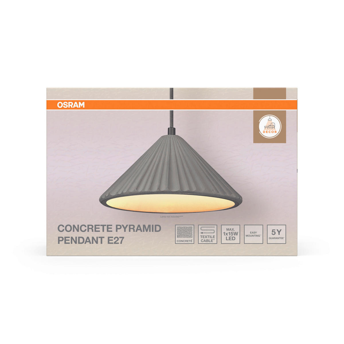 HÄNGELEUCHTE 25/117,50 cm  - Dunkelgrau, Basics, Stein/Metall (25/117,50cm) - Osram