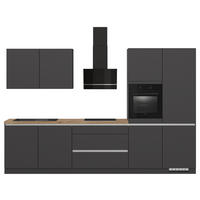 KÜCHENLEERBLOCK 340 cm   in Graphitfarben  - Edelstahlfarben/Eichefarben, Design, Holzwerkstoff/Metall (340cm) - Impuls