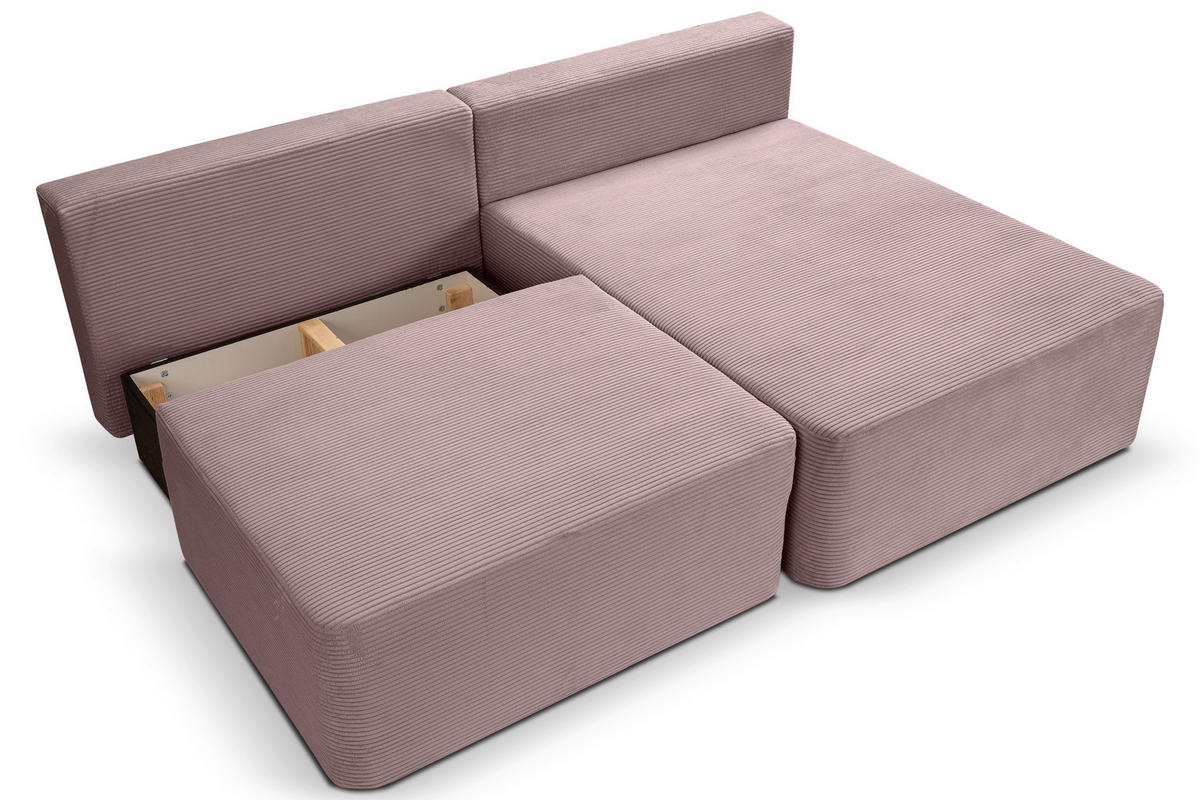 ECKSOFA AMSTERIX Altrosa Cord  - Schwarz/Altrosa, Basics, Kunststoff/Textil (213/158cm) - MID.YOU