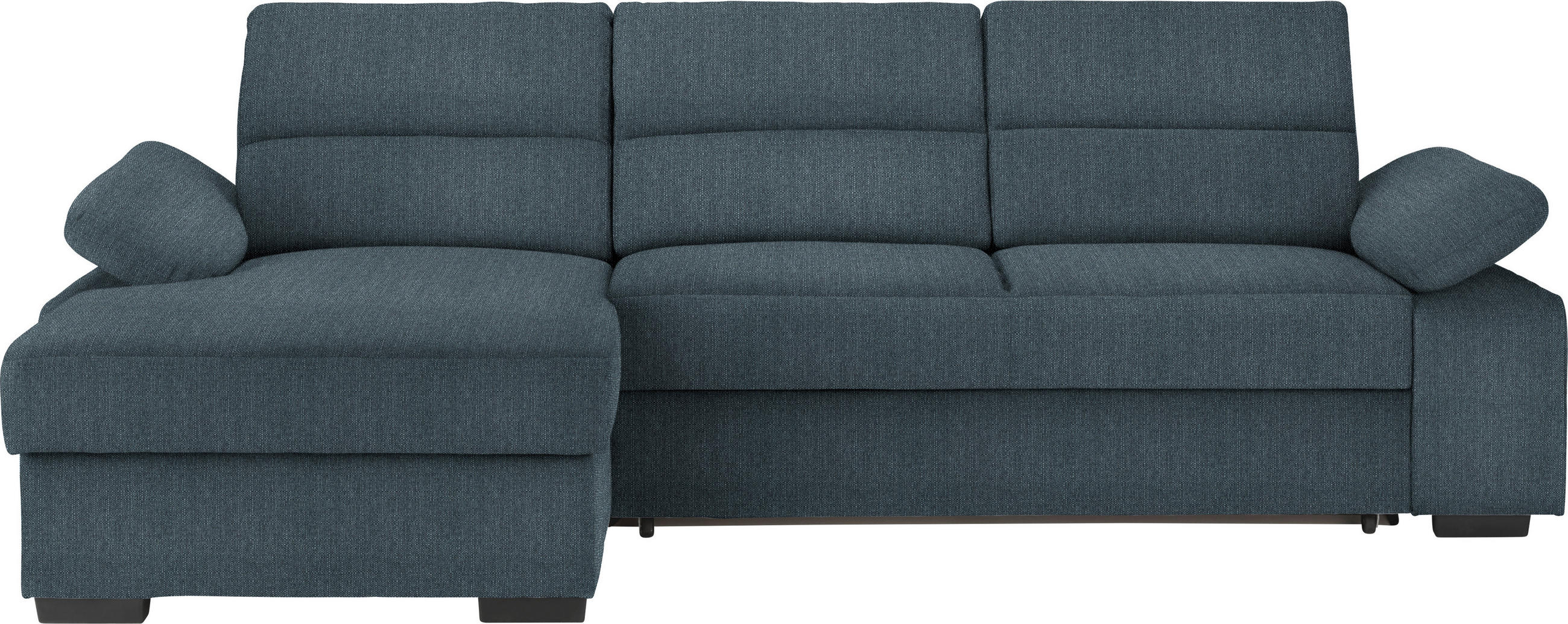 ECKSOFA Blau Webstoff  - Blau/Dunkelbraun, KONVENTIONELL, Kunststoff/Textil (166/258cm) - Cantus