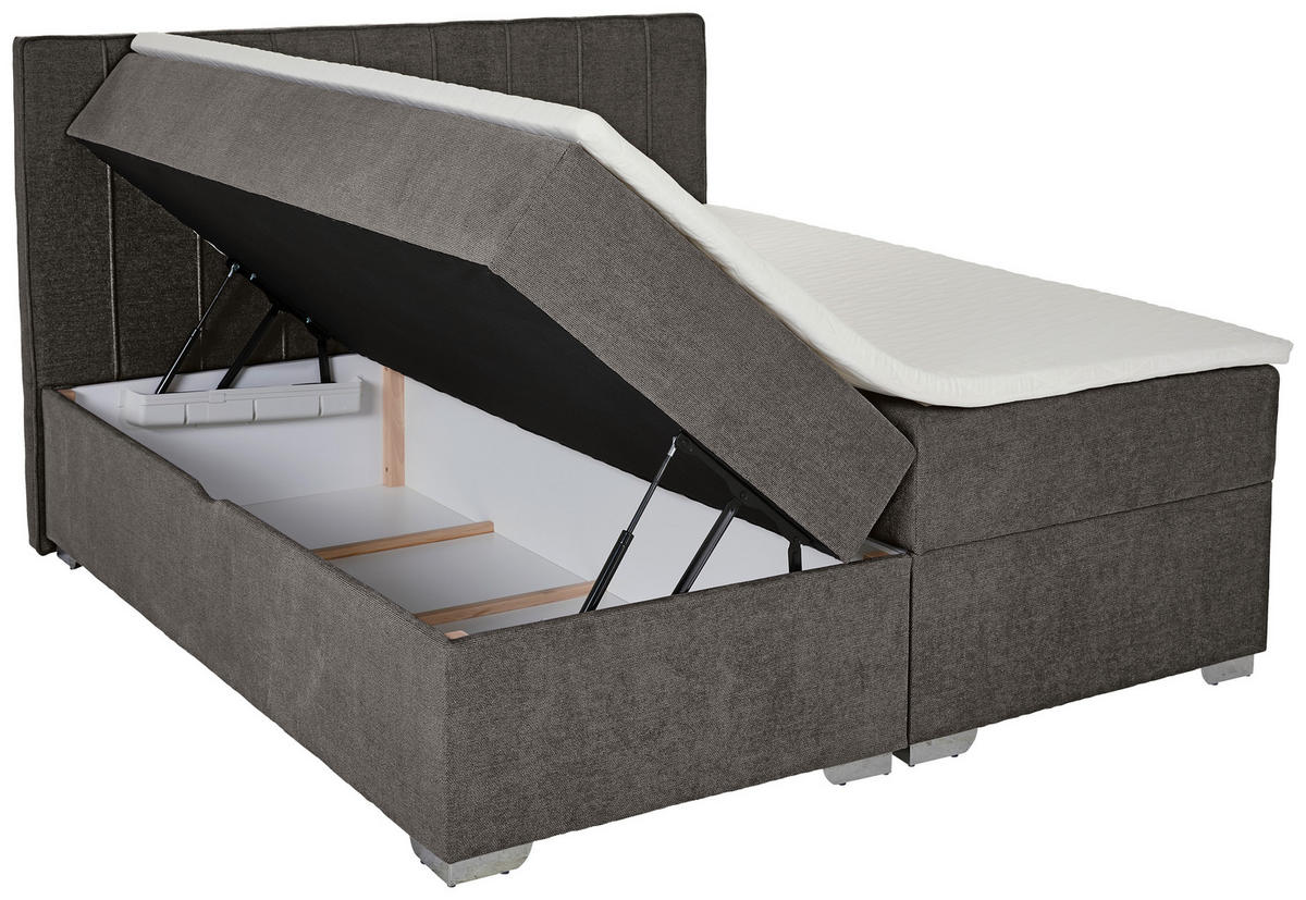BOXBETT 200/200 cm  in Dunkelgrau  - Chromfarben/Dunkelgrau, Trend, Kunststoff/Textil (200/200cm) - Boxxx