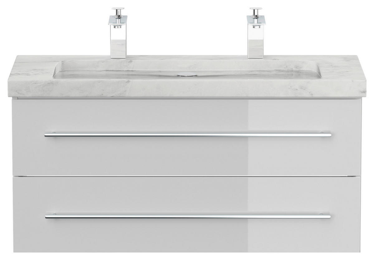 WASCHTISCHKOMBI 100 cm  - Weiß Hochglanz, Basics, Holzwerkstoff/Stein (100cm) - MID.YOU