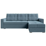 ECKSOFA  in Samt Blau  - Chromfarben/Blau, KONVENTIONELL, Kunststoff/Textil (233/140cm) - Carryhome